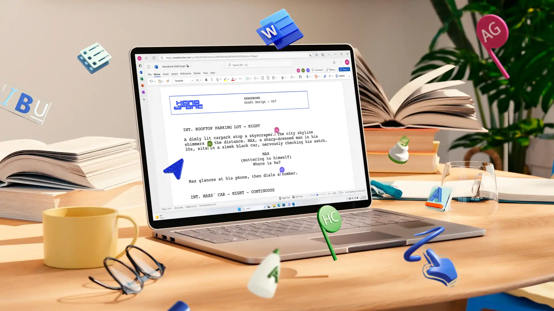 Adicionar comentários, menções e revisar tarefas atribuídas em documentos de Word compartilhados