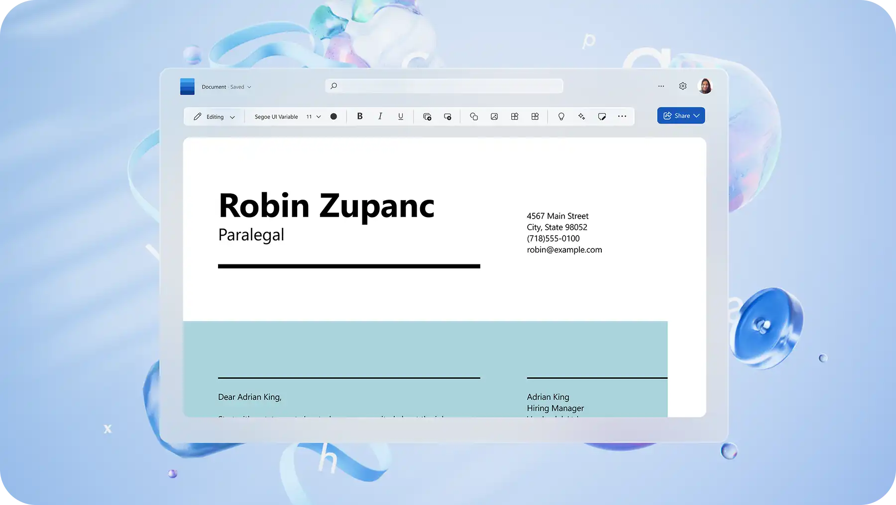 An image of a Paralegal cover letter example