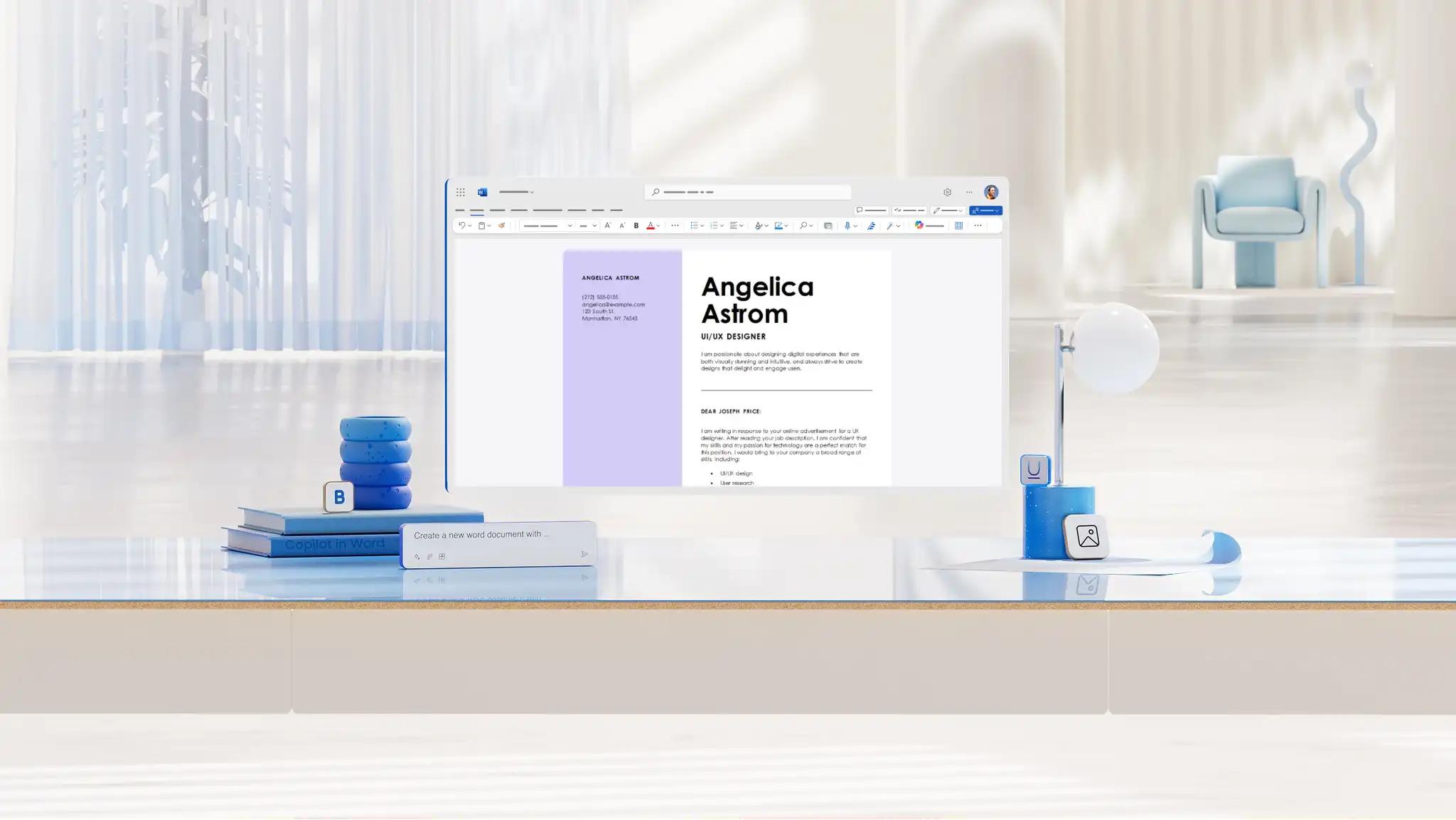 Résumé d’une lettre de motivation dans Microsoft Word. 